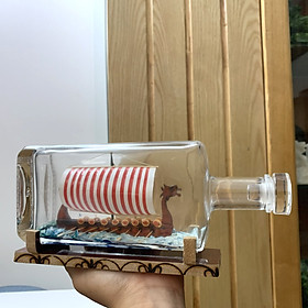 Mua  Quà tặng đối tác  Mô hình thuyền gỗ Viking Longship trong chai thủy tinh kèm tiểu cảnh sóng biển - Dài 25cm