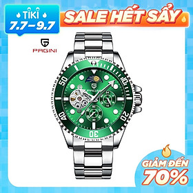 Đồng Hồ Cơ Nam PAGINI Dây Thép Không Gỉ - Lịch Mặt Trăng Mặt Trời - Kính Sapphire Cao Cấp