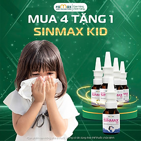 [FAMAX] Combo 4 TẶNG 1 xịt mũi Sinmax Kid 20ml dành cho trẻ nhỏ hỗ trợ giảm sổ, nghẹt mũi