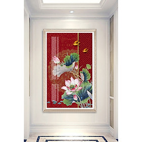 Mua tranh dán tường   DECAN DÁN TƯỜNG  TRANG TRÍ NHÀ 3D PHONG VẠN PHÁT LỌ HOA SEN THỊNH VƯỢNG MAY MẮN PHÁT TÀI PHÁT LỘC DC-0289