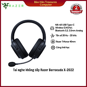 Tai nghe chơi game không dây Razer Barracuda X Black White Quartz