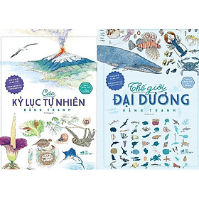 Combo 2 cuốn Các kỷ lục tự nhiên bằng tranh +Thế giới đại dương bằng tranh (tặng kèm truyện ngụ ngôn song ngữ Anh việt)