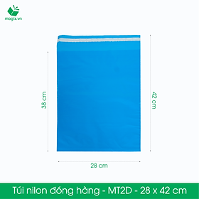 MT2D - 28x42 cm - Túi nilon gói hàng - 300 túi niêm phong đóng hàng màu xanh dương