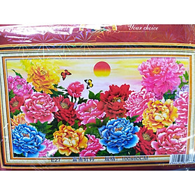 Mua Tranh thêu chữ thập cánh đồng hoa mẫu đơn E27 - 100 x 60 cm - chưa thêu