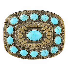 Hình ảnh Vintage Western Blue Turquoise Belt Buckle Classic Bronze Tone Buckles