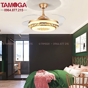 Mua Quạt trần đèn cánh cụp cánh xòe TAMOGA 0355 động cơ 6 số + Tặng kèm điều khiển từ xa HÀNG CHÍNH HÃNG