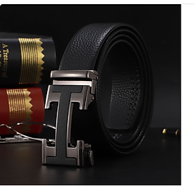 Thắt lưng nam chữ H da bò nguyên chất mặt khóa tự động hợp kim cao cấp