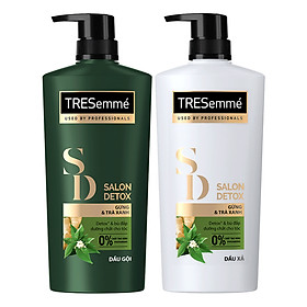 Combo Dầu Gội (640g) Và Dầu Xả (620g) Tresemmé Salon Detox Gừng Và Trà Xanh Detox Tóc Chắc Khỏe