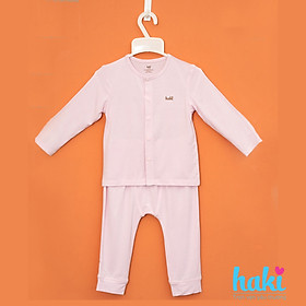 Bộ quần áo sơ sinh cho bé vải sợi tre - bamboo siêu mềm mịn cao cấp - đồ sơ sinh cho bé (2,5kg - 15kg) - bộ dài tay cho bé Haki BB003