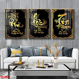 Mua Tranh treo tường- Tranh tráng gương Phúc Lộc Thọ- Bộ 3 tấm