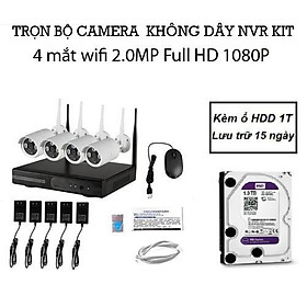 Bộ kit camera wifi NVR 4 kênh 2.0MP và ổ cứng 1TB