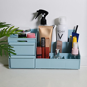 Kệ đựng mỹ phẩm 2 tầng mini, hộp đựng đồ trang điểm, makeup bằng nhựa