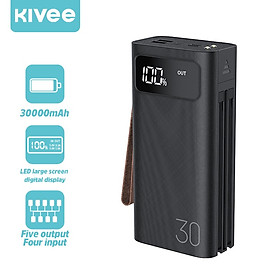 Mua Pin Sạc Dự Phòng KIVEE PT302P Ban đầu 30000mAh Powerbank Tích hợp Cáp Micro USB Loại C 2A Sạc nhanh Power Bank Đèn LED hiển thị ánh sáng LED
