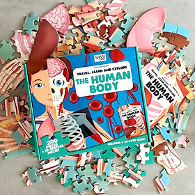 Bộ xếp hình 200 mảnh KHÁM PHÁ CƠ THỂ NGƯỜI của hãng Sassi Junior THE HUMAN BODY tặng kèm 10 mảnh ngoại cỡ