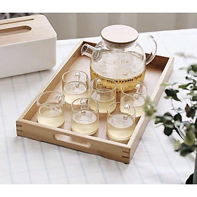 Mua Bộ ấm chén thủy tinh pha trà chịu nhiệt cao cấp 1000ml kèm khay tre