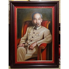 Tranh vẽ sơn dầu-Chủ tịch Hồ Chí Minh-chụp trong điện Kremlin Matscova 10-1957