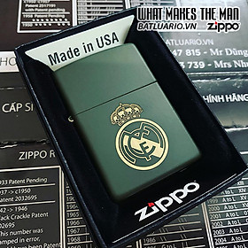 Bật Lửa Zippo 221 Xanh Quân Đội Khắc Real Madrid 04 – Zippo 221.Rma04