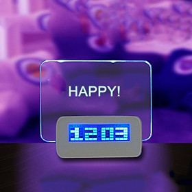 Đồng hồ báo thức kỹ thuật số LCD Màn hình lớn Lãng mạn Ánh sáng huỳnh quang-Màu xanh dương-Size Loại A
