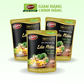 Combo 3 gói Nước dùng Lẩu Nấm Barona 140g, Chay mặn đều dùng được, tươi ngon chuẩn vị không cần nêm nếm