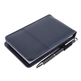 A7 Leather Waterproof Hardcover Notes Book with Calculator+Ballpen Black