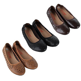 Giày nữ hoa văn Huy Hoàng da bò màu da, đen, nâu đất HT7950-51-52