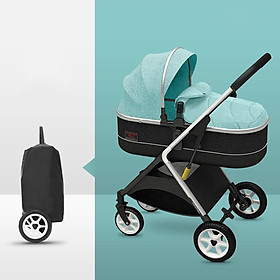 Xe đẩy trẻ em 2 chiều 3 tư thế gấp gọn, xe đẩy du lịch, xe đẩy nôi cho bé siêu nhẹ xanh, nặng 7KG