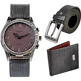 Souarts Birthday-Gift-for-Men Men-Gift-Set Watch Set for Men Artificial Leather Watch+Rachet Belt+Wallet Gift Set with Gift Box Organizer
