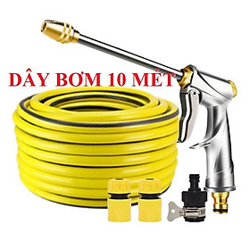 Bộ dây vòi xịt nước rửa xe, tưới cây . tăng áp 3 lần, loại 7m, 10m 206701-2 đầu đồng,cút+ tặng mở chai