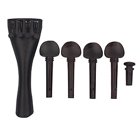 Ebony Wood Violin Tailpiece+Tuning Pegs+Endpin for 4/4 Violin Fiddle Parts