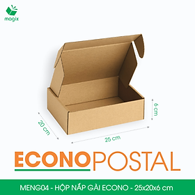 MENG04 - 25x20x6 - 20 Hộp carton nắp gài đóng hàng giá rẻ, hộp gói hàng, hộp quà thời trang