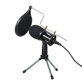 Bộ Thu Âm KTV Karaoke Micro Có Dây Kèm Chân Đế Cho Điện Thoại/ PC (3.5mm)
