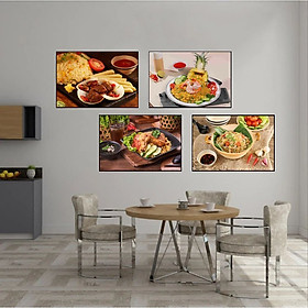 Tranh treo tường tráng gương cơm gà,com trái thơm trang trí quán ăn,nhà hàng(kèm đinh 3 chân)