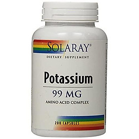 Solaray Potassium 99mg | Fluid & Electrolyte Balance Formula | Heart, Nerve & Muscle Function Support | 200ct, 200 Serv.