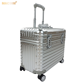 Vali hợp kim nhôm nguyên khối MS2205 Macsim cao cấp màu đen , màu bạc cỡ 16 inches - màu bạc