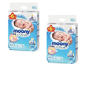 Combo 2 gói Tã Dán Sơ Sinh Cao Cấp Moony Nhật Bản NB90 (90 Miếng) - Tặng 12 miếng trong gói