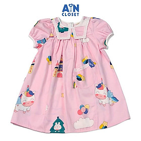 Đầm bé gái họa tiết Ngựa pony hồng cotton - AICDBGCTU5OP - AIN Closet