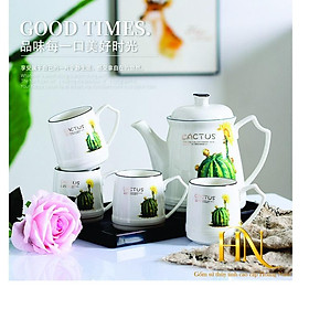 (1 ẤM+ 6 CHÉN)Bộ ấm chén cao cấp Camellia họa tiết, kiểu...