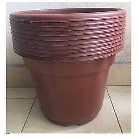 10 Chậu Nhựa Trồng Hoa, Cây Cảnh AB400 CN Màu Nâu