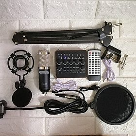 Mua Bộ Live Stream Sound card V10 Bluetooth 2019 và Micro Bm 900 đầy đủ kẹp bàn màng lọc âm