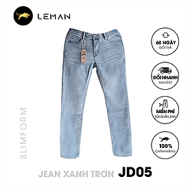 Quần Jean nam Leman xanh trơn JD05 - Slim Form