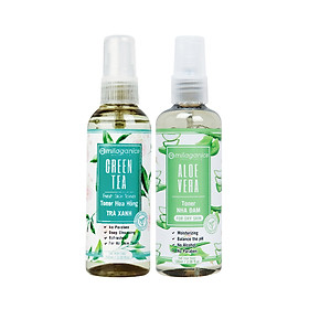 Bộ Đôi Toner Giúp Da Căng Mịn, Săn Chắc MILAGANICS (Toner Hoa Hồng Trà Xanh 100ml + Toner Nha Đam 100ml)