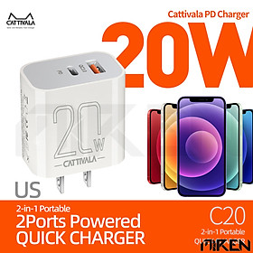Mua Cốc – Adapter Sạc Nhanh 2 Cổng Cattivala 20W Cao Cấp – Đa Năng – Tương Thích Đa Thiết Bị. Hàng Chính Hãng