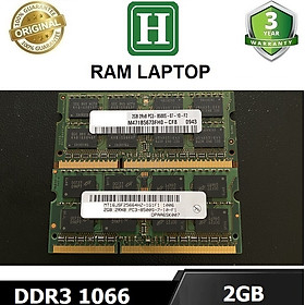 Ram Laptop 2GB DDR3 bus 1066 (8500S) ram dùng cho laptop