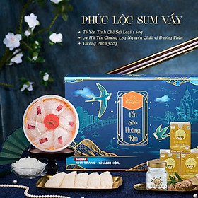 Yến Sào Hoàng Kim - Hộp Quà Phúc Lộc Sum Vầy (50g Tổ Yến Sạch Loại 1 & 4 Hũ Yến Chưng Đường Phèn) Quà Tặng Gia Đình