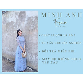 ÁO DÀI hoa nhí xanh 4 tà cực xinh CÓ MAY SỐ ĐO nhà MINH ANH Fashion