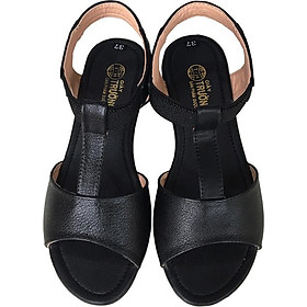 Giày sandal nữ Trường Hải da bò thật đế cao su không trơn dép cao 2.5cm dép thời trang cao cấp SDN074