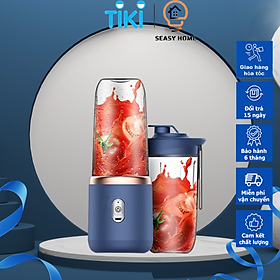 Mua Máy Xay Sinh Tố Cầm Tay Mini Đa Năng 6 Lưỡi Inox 304 SeaSy SS76 – TẶNG Kèm Nắp Cốc Quai Silicone  Máy Xay Thịt  Xay Đá  Xay Sinh Tố Cầm Tay Không Dây Tiện Lợi Cao Cấp Xay Cực Nhanh - Hàng Chính Hãng