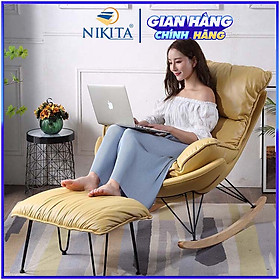 Ghế thư giãn bập bênh Tặng kèm ghế gác chân, chính hãng NIKITA, có đệm sofa tách rời