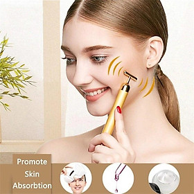 Cây lăn mát xa mặt nâng cơ xi mạ vàng 24K, máy massage mặt giúp giảm nếp nhăn B08