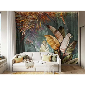 Tranh dán tường 3d mẫu lá tropical nhiệt đới trang trí decor quán nhà hàng khách sạn có sẵn keo